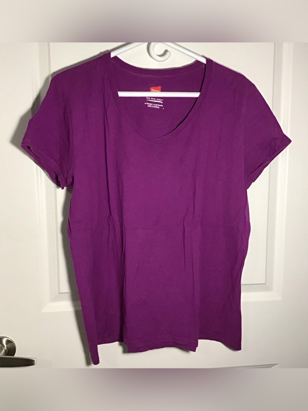 Hanes Women's Deep Purple Scoop Neck Tee XL
